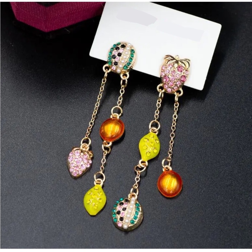 BEAUTIFUL Mismatch Watermelon Lemon Strawberry Earrings